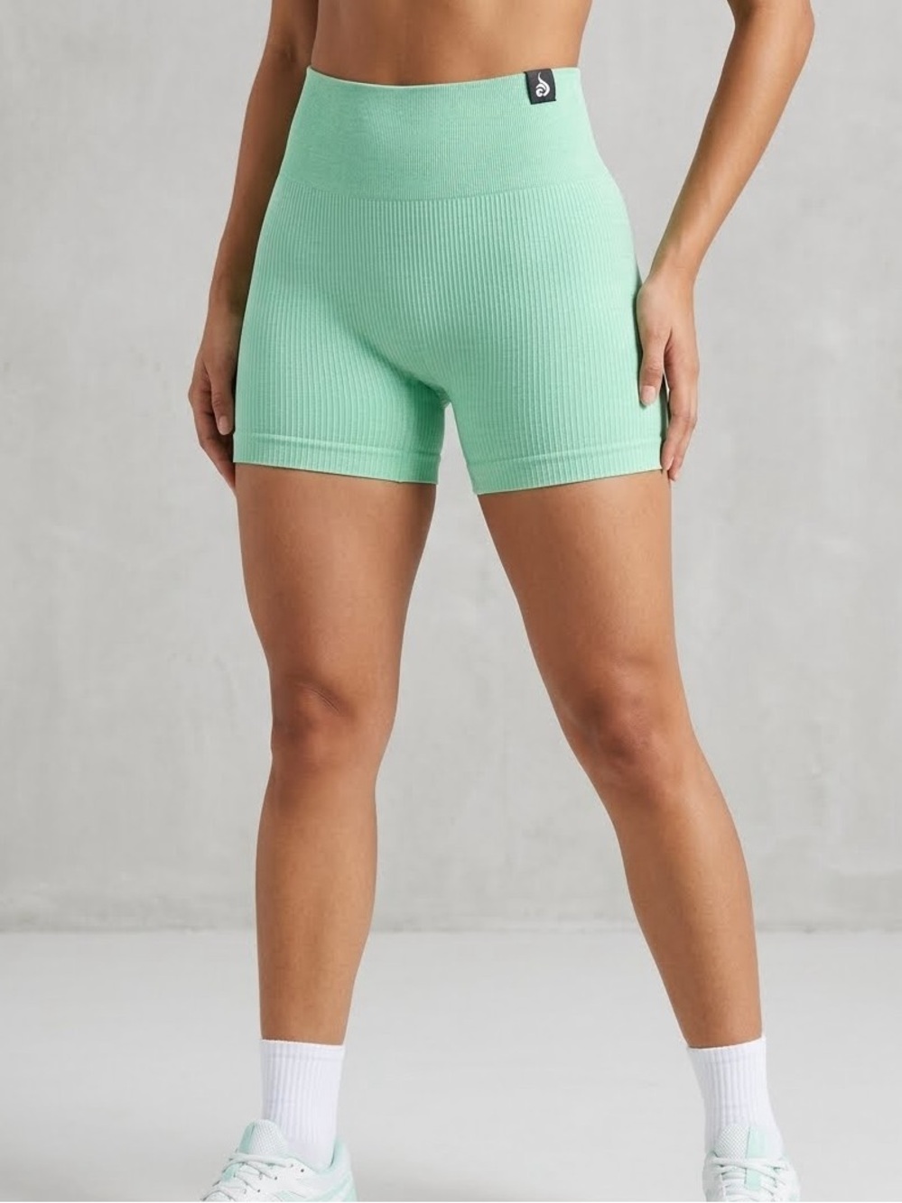 Ryderwear Mint Green Ribbed Seamless High Waisted Workout Shorts Size Medium